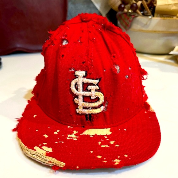 VTG TATTERED ST LOUIS CARDINAL HAT 6 7/8 ZOMBIE HALLOWEEN COSTUME MLB BASEBALL - Picture 7 of 11